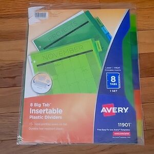Avery 8 Big Tab Insertable Plastic Dividers 11901